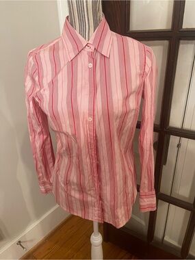 J. Crew Pink & White Striped Button-Down Shirt